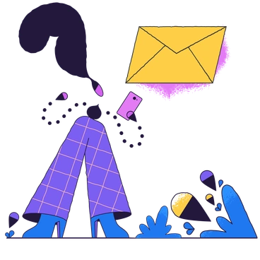 A woman holding a phone with an envelope - Conifer style illustration