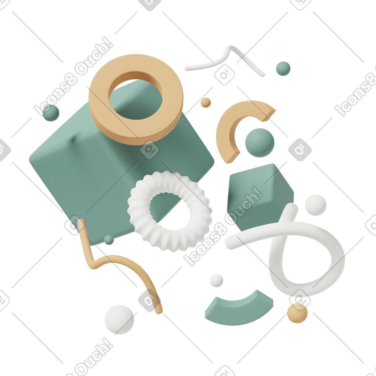 Composizione astratta con forme illustrazione in stile 3D Casual life scarica in PNG, SVG