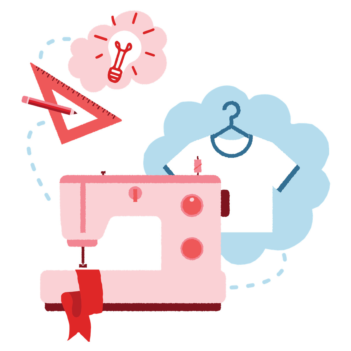 Sewing business and supplies illustration in Cherry style download in PNG, SVG