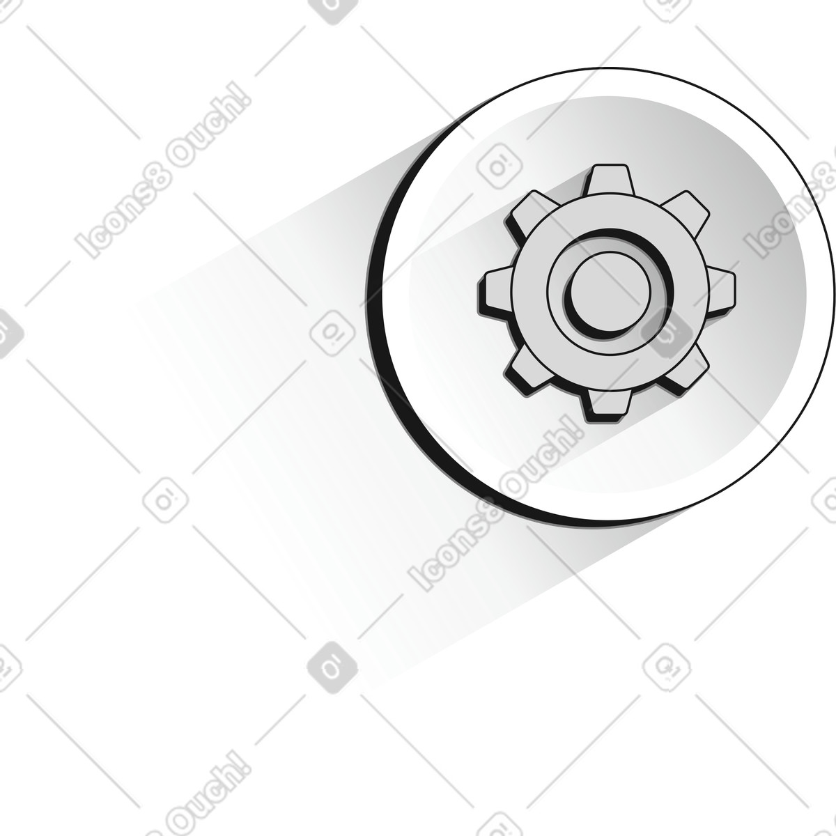 Settings gear icon for preferences and system configuration-Illustration im Futuristic-Stil als Download in PNG, SVG