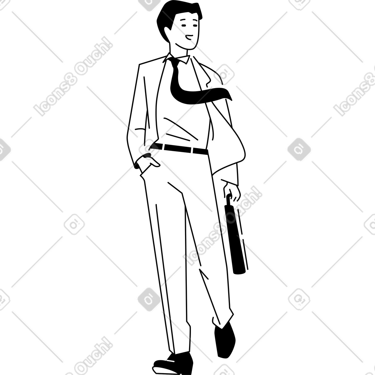 Illustration animée Jeune homme en costume avec une mallette dans le style Weekday à télécharger aux formats GIF, Lottie (JSON), AE
