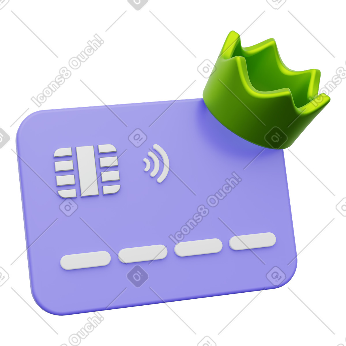下载 3D Playful 风格的 Membership card loyal crown for exlusive VIP customer reward benefits 插画，支持 PNG、SVG 格式