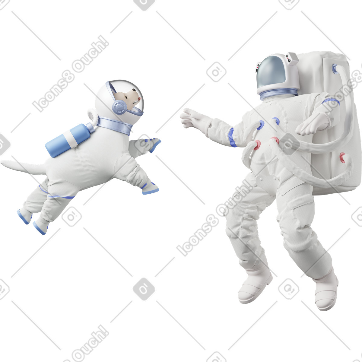 Ilustração de Astronaut and dog in space suit floating em no estilo 3D Business para baixar em PNG, SVG