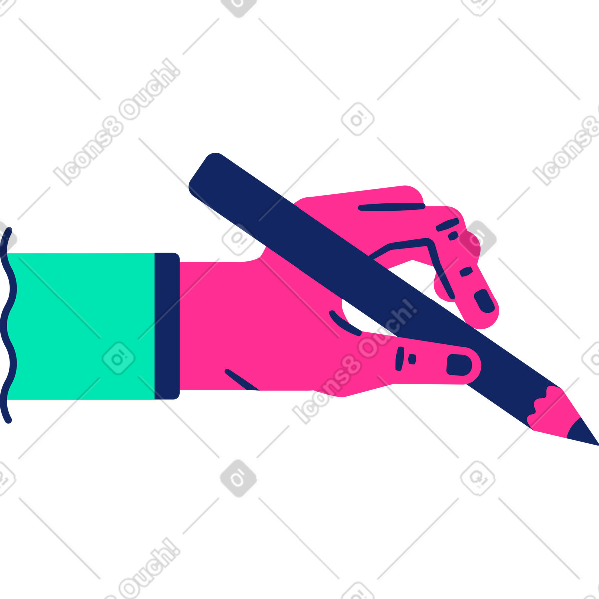 Hand schreiben-Illustration im Cyborg-Stil als Download in PNG, SVG