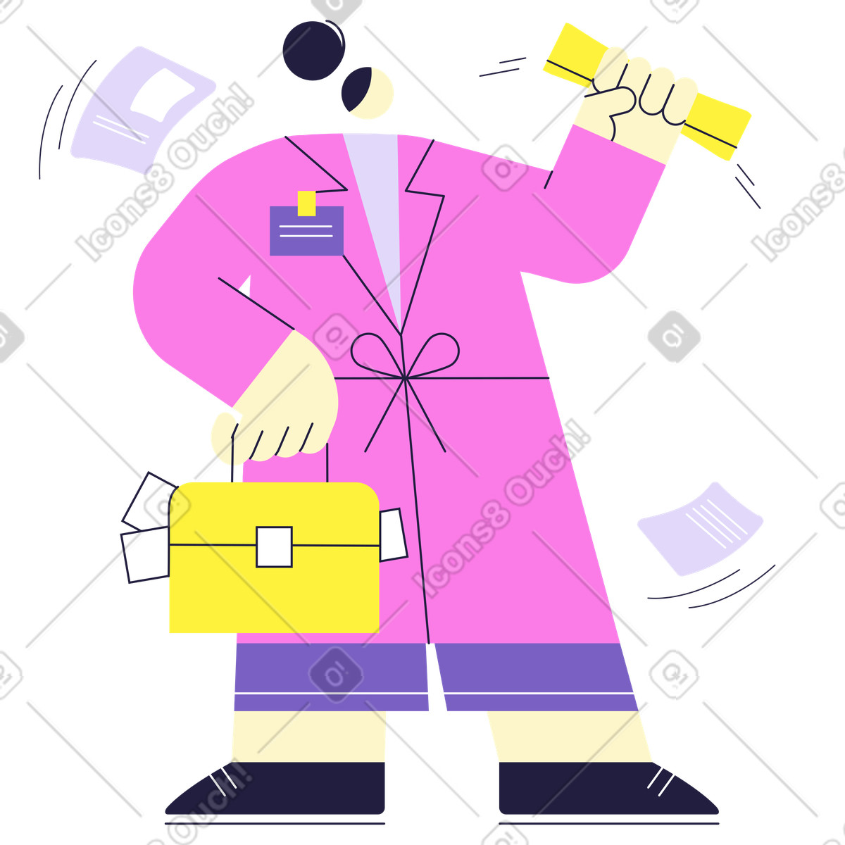 Ilustração de Jornalista ocupado com maleta em no estilo Mellow para baixar em PNG, SVG