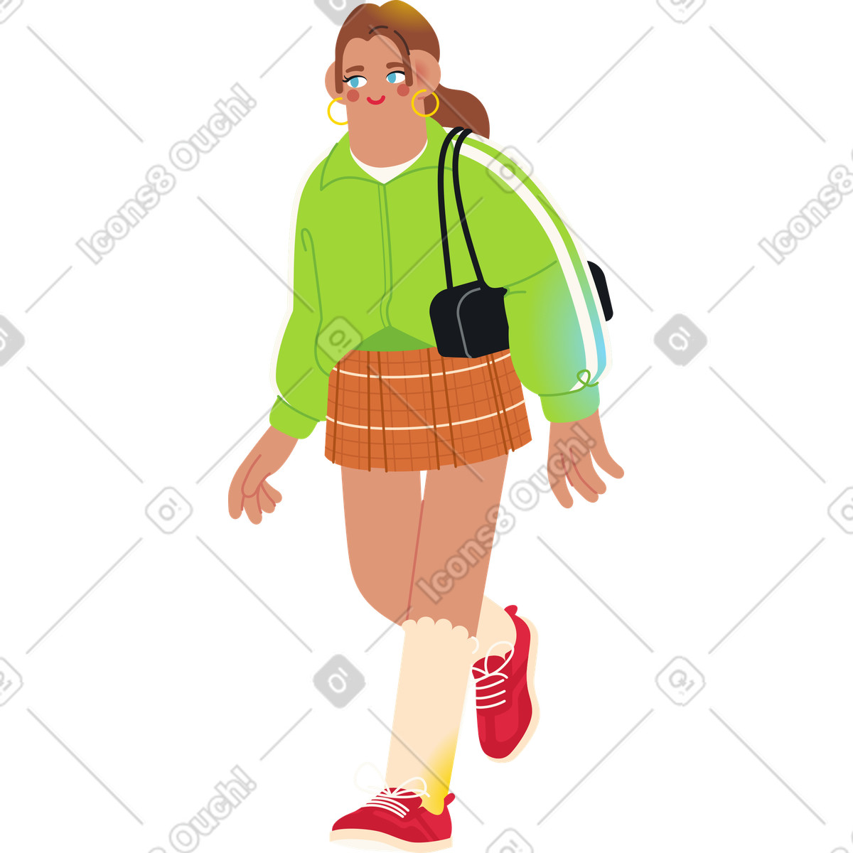 Ilustração de Mulher andando em no estilo Fizzy para baixar em PNG, SVG
