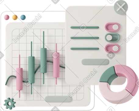 ビジネス Casual life スタイルの 3D candlesticks chart のイラストをPNG、SVG形式でダウンロード