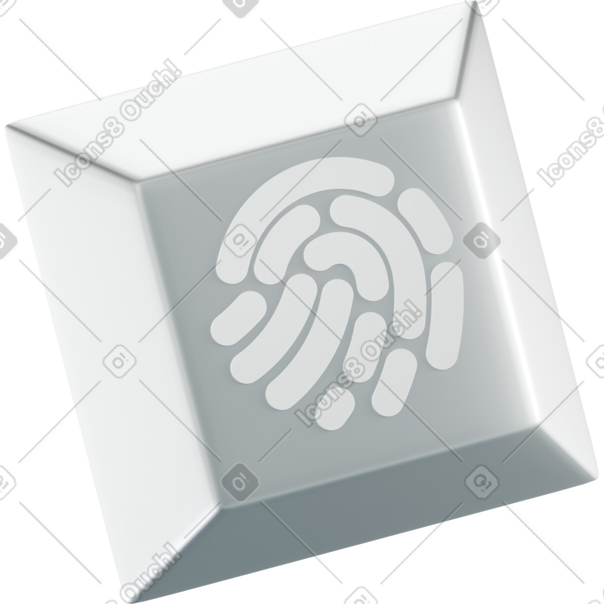 Fingerprint button illustration in 3D Platforms style download in PNG, SVG