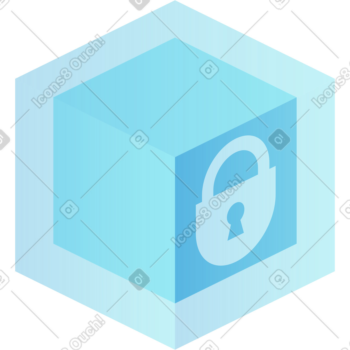Würfelschloss-symbol-Illustration im Florid-Stil als Download in PNG, SVG