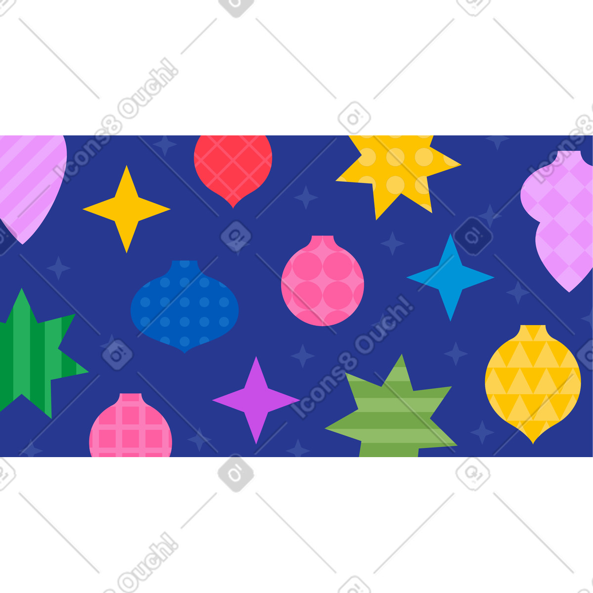 Blue background with geometic christmas baubles illustration in Typography style download in PNG, SVG