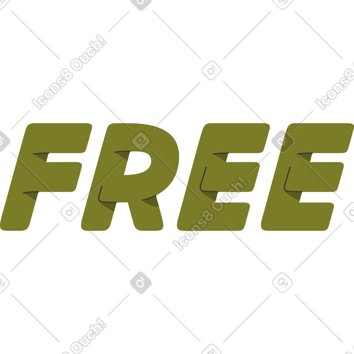 Lettering green free illustration in Dizzy style download in PNG, SVG