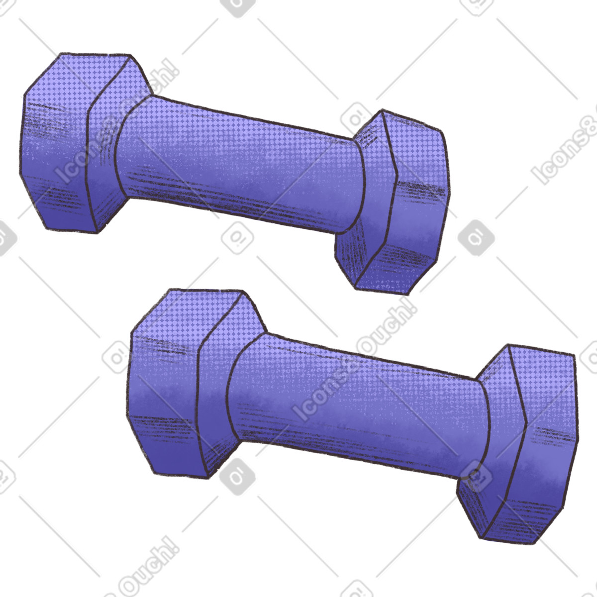 Illustration Two purple dumbbells dans le style Moments à télécharger aux formats PNG, SVG