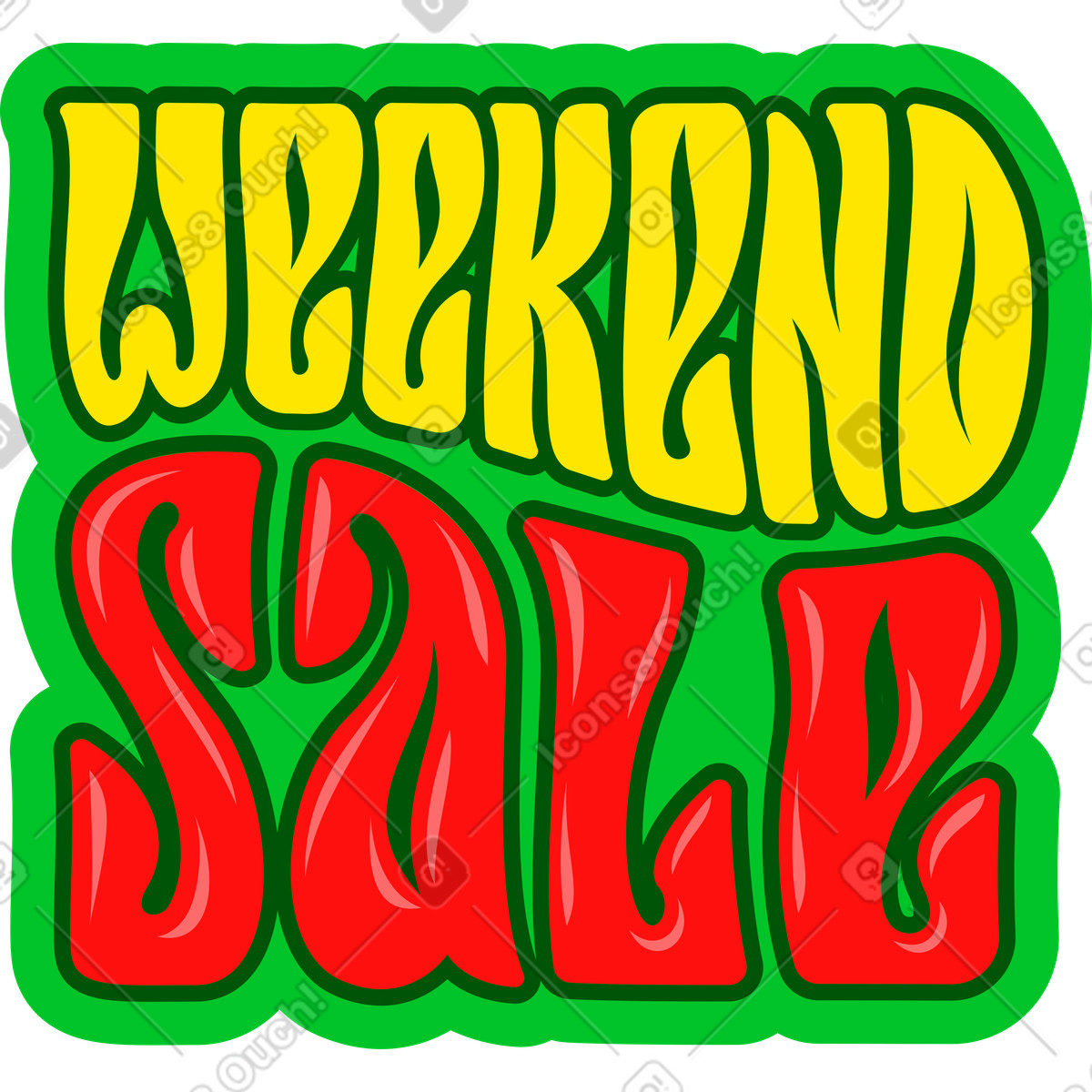 Ilustración Texto de venta fin semana letras en estilo Lettering a descargar en PNG y SVG