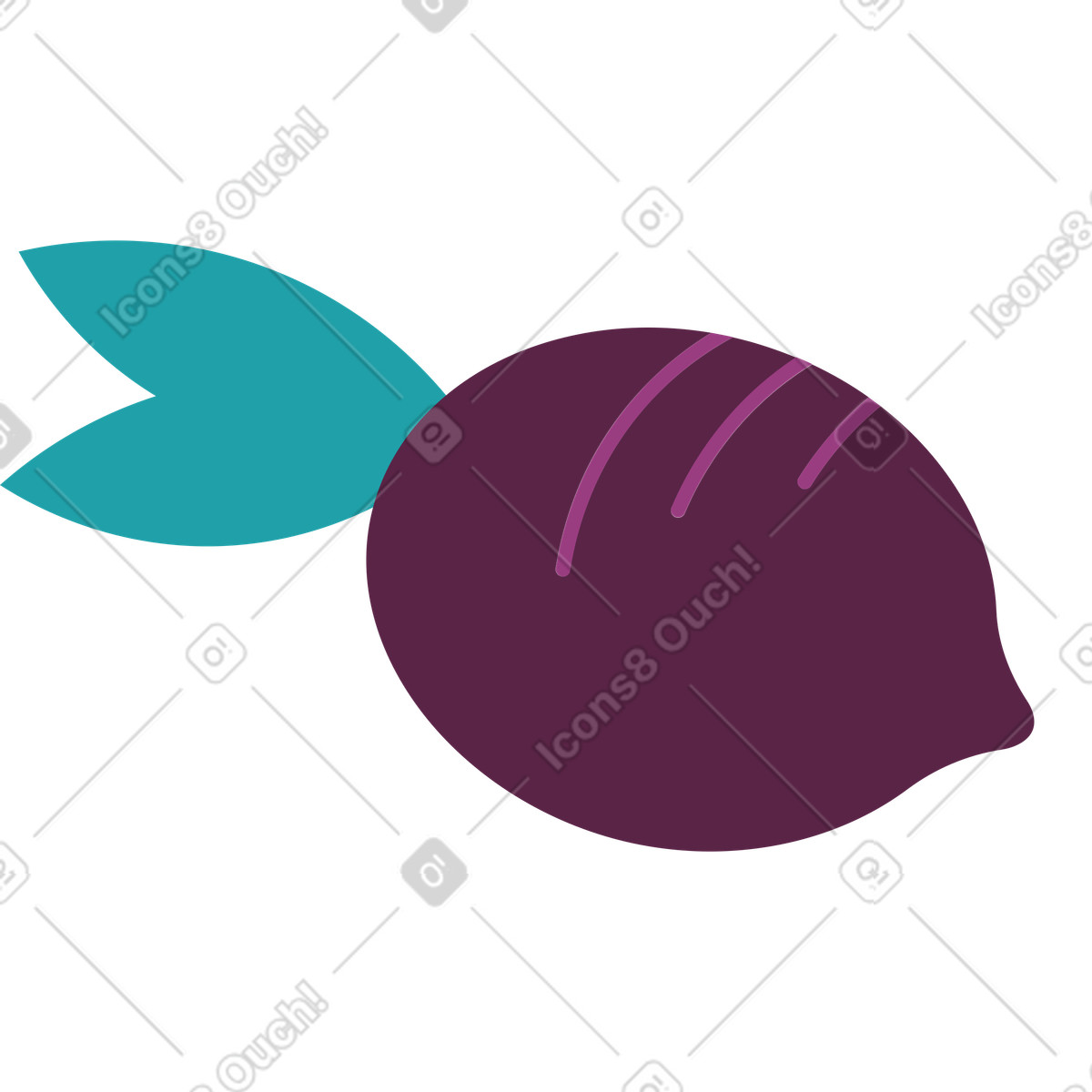 Small burgundy beetroot illustration in Sammy style download in PNG, SVG