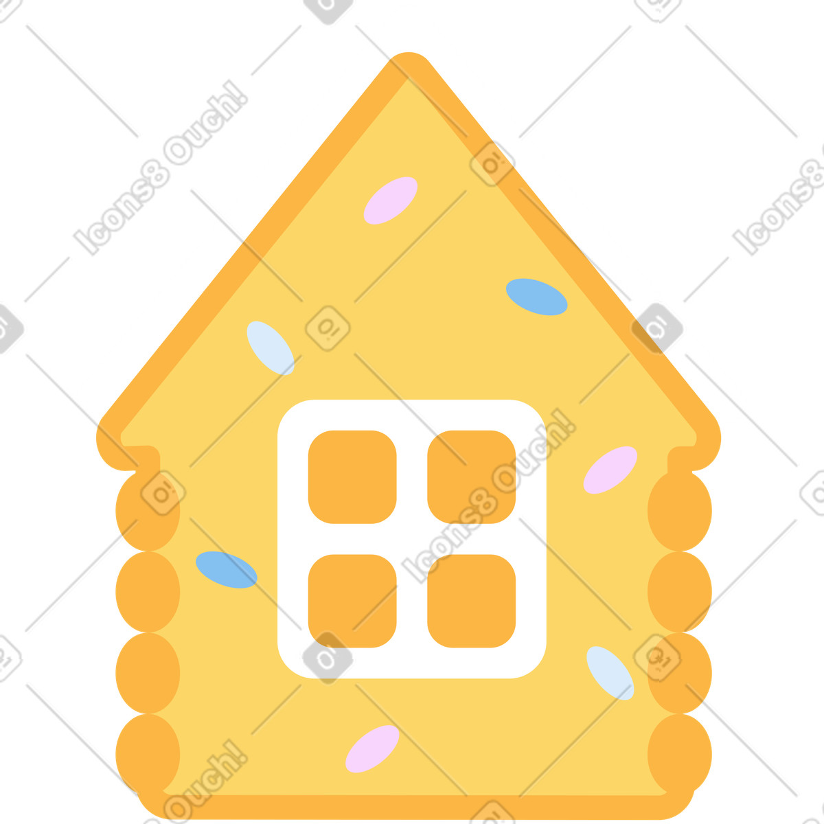 Ilustración Casa de jengibre en estilo Marginalia a descargar en PNG y SVG