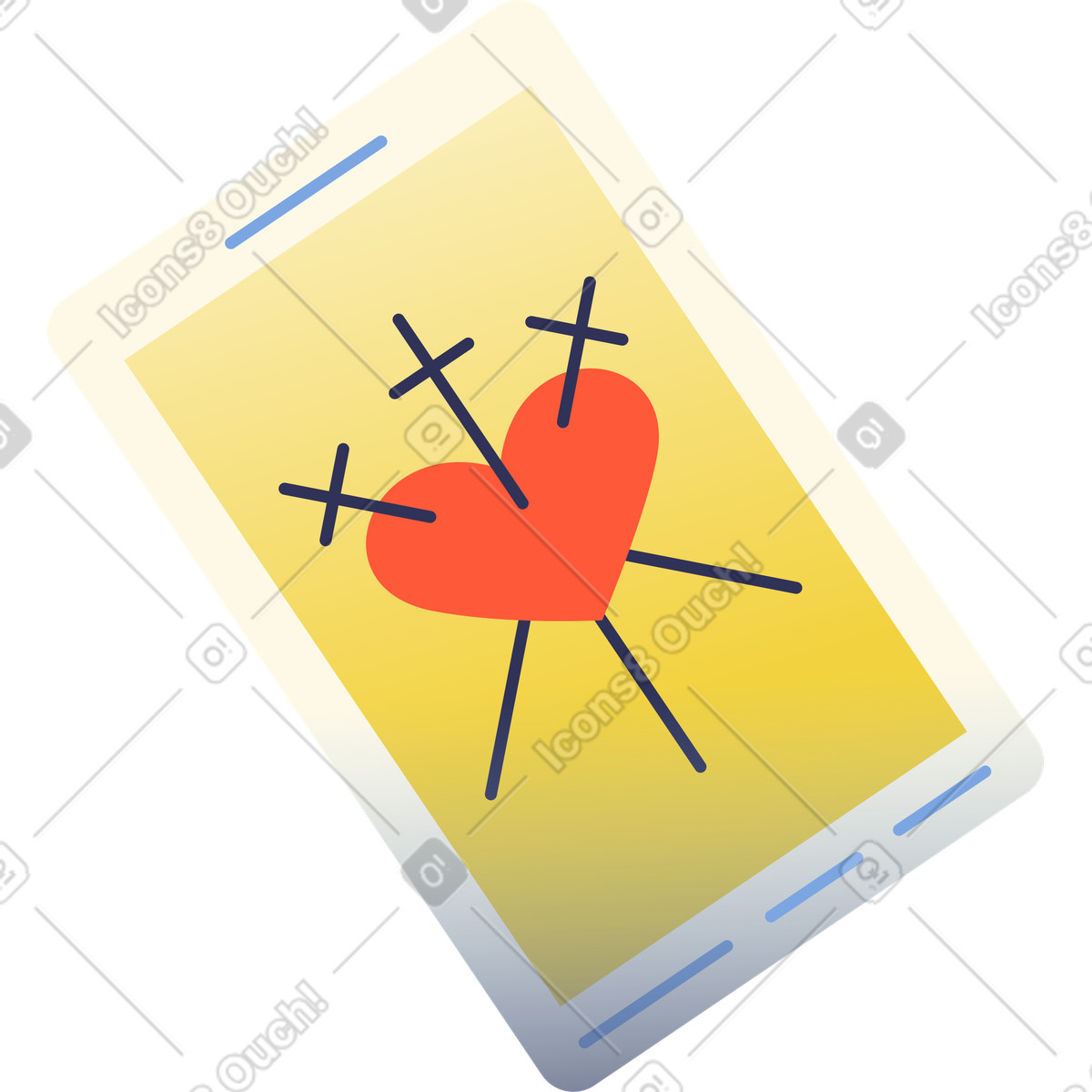 Tarot card with heart illustration in Beam style download in PNG, SVG