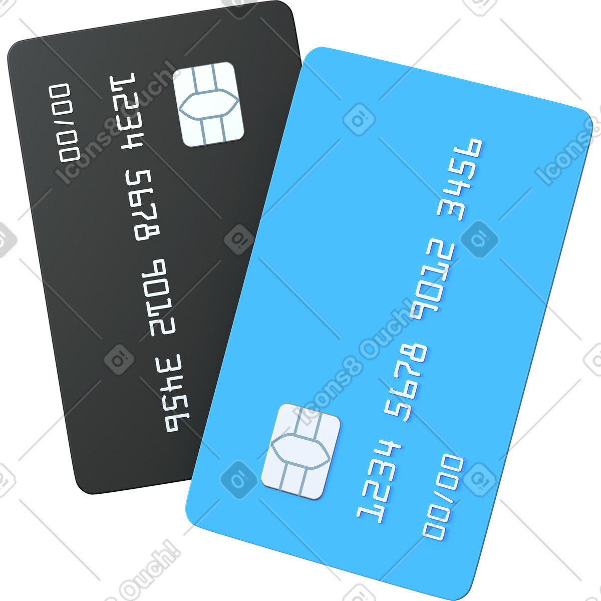 Иллюстрация Black and blue credit card в стиле 3D Business — скачать в форматах PNG, SVG