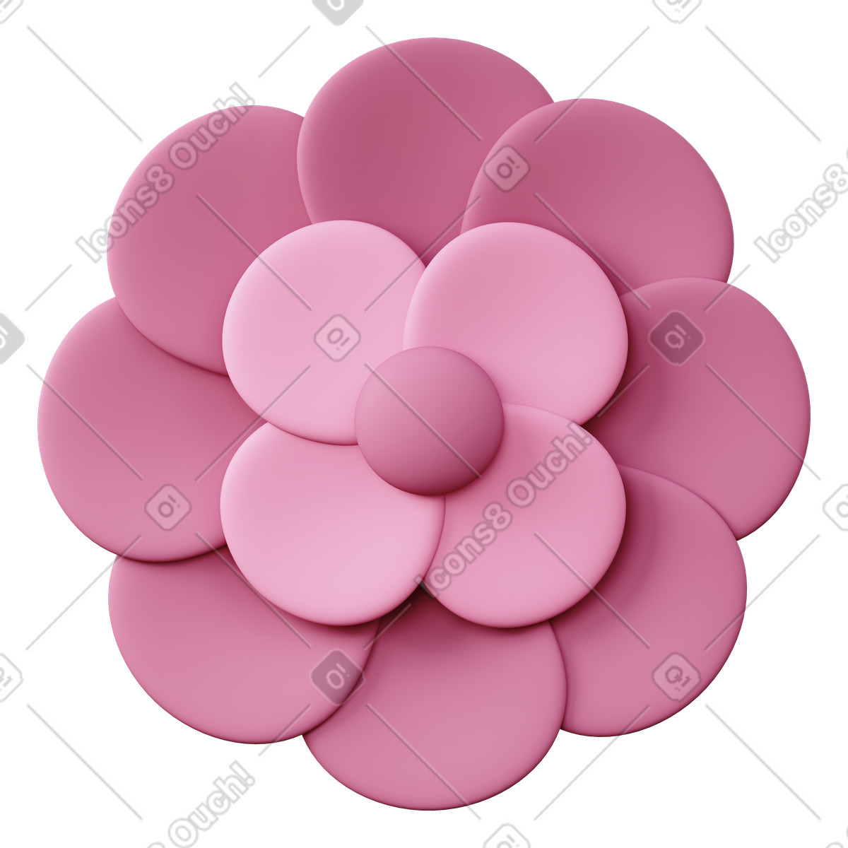 Rosa kamelienblüte-Illustration im 3D Sugary-Stil als Download in PNG, SVG