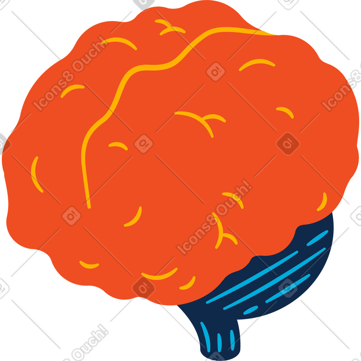 Gehirn-Illustration im Flame-Stil als Download in PNG, SVG