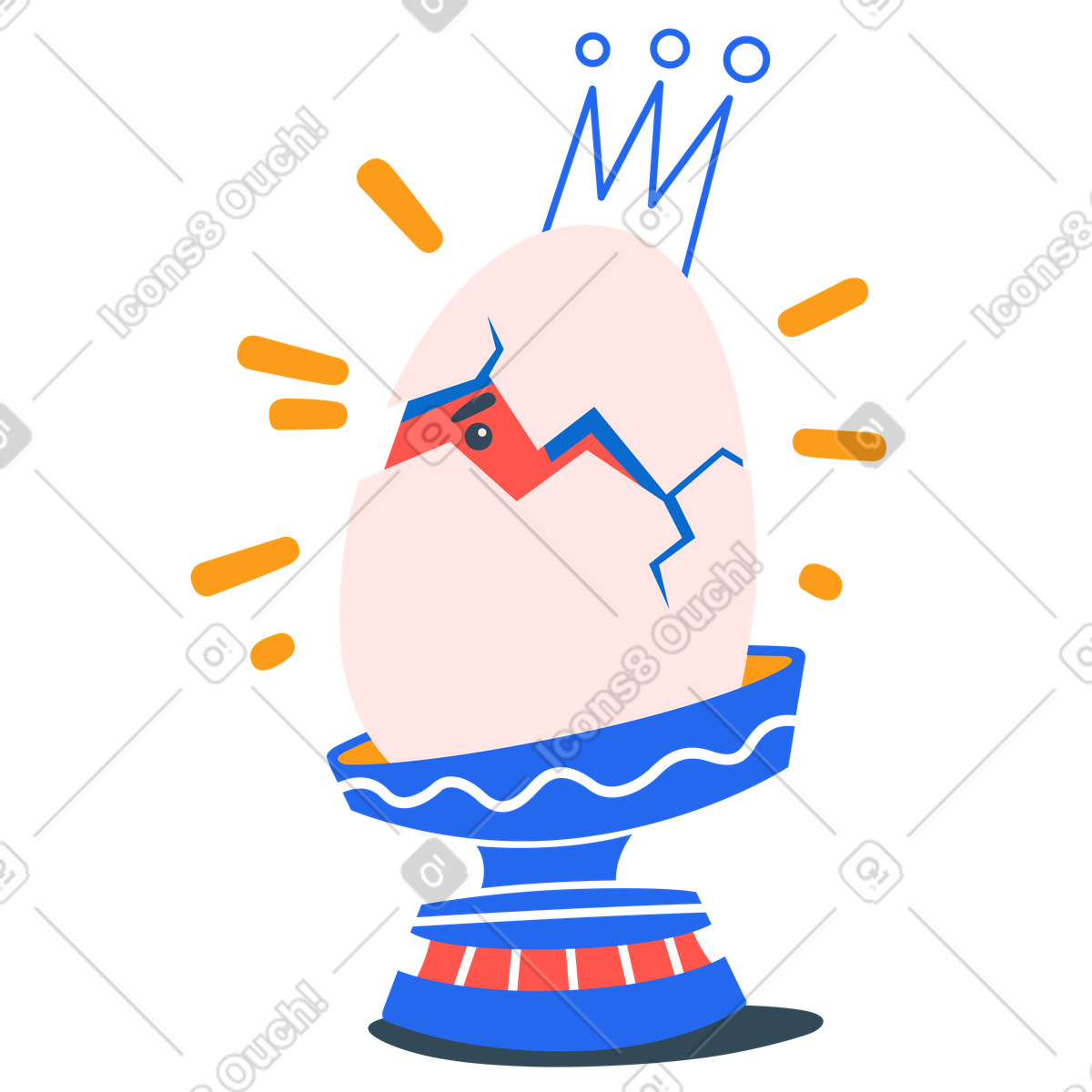 Cracking egg with royal crown, Startup reveal or product teaser illustration in Kingdom style download in PNG, SVG