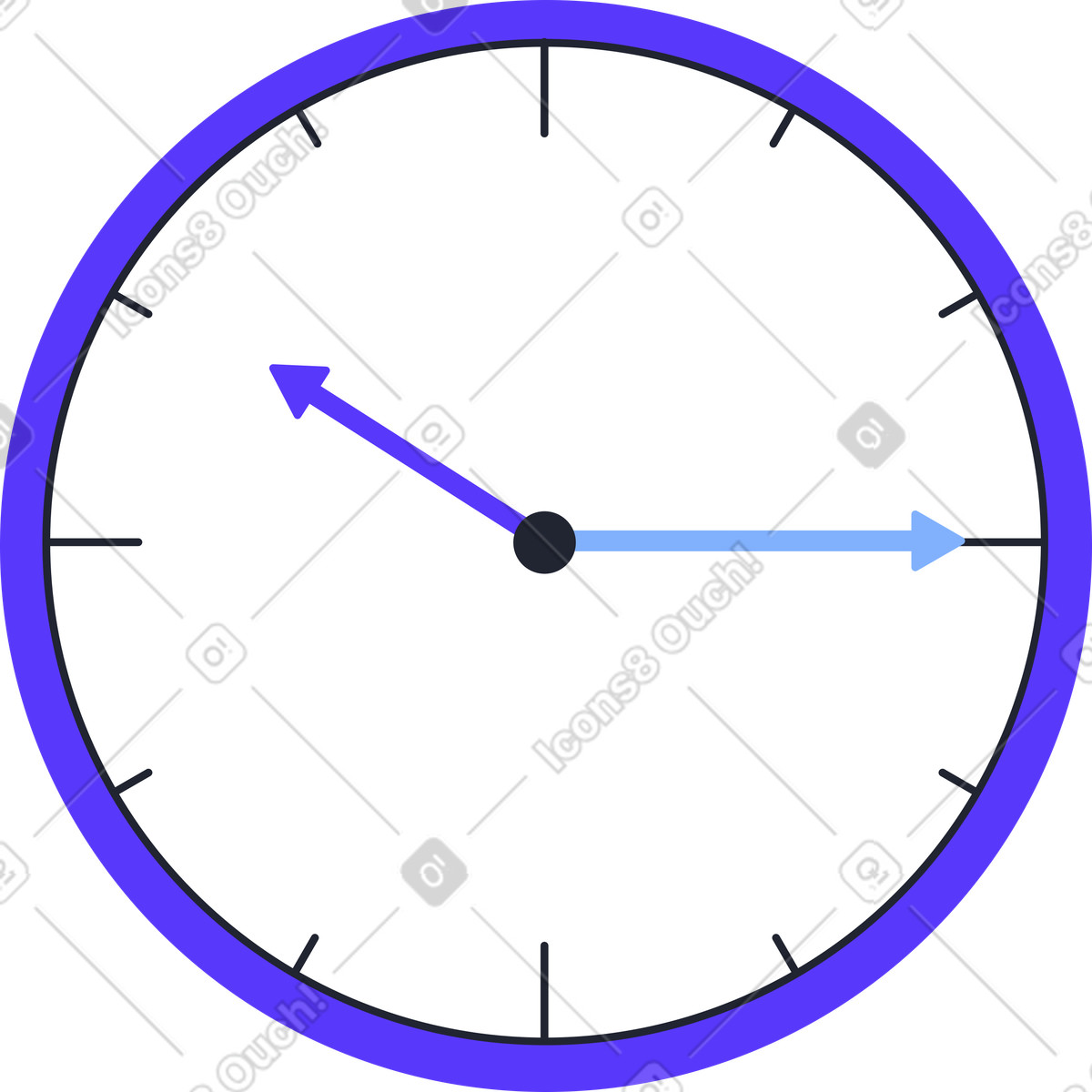 Large round clock with two hands illustrazione in stile Pablita scarica in PNG, SVG