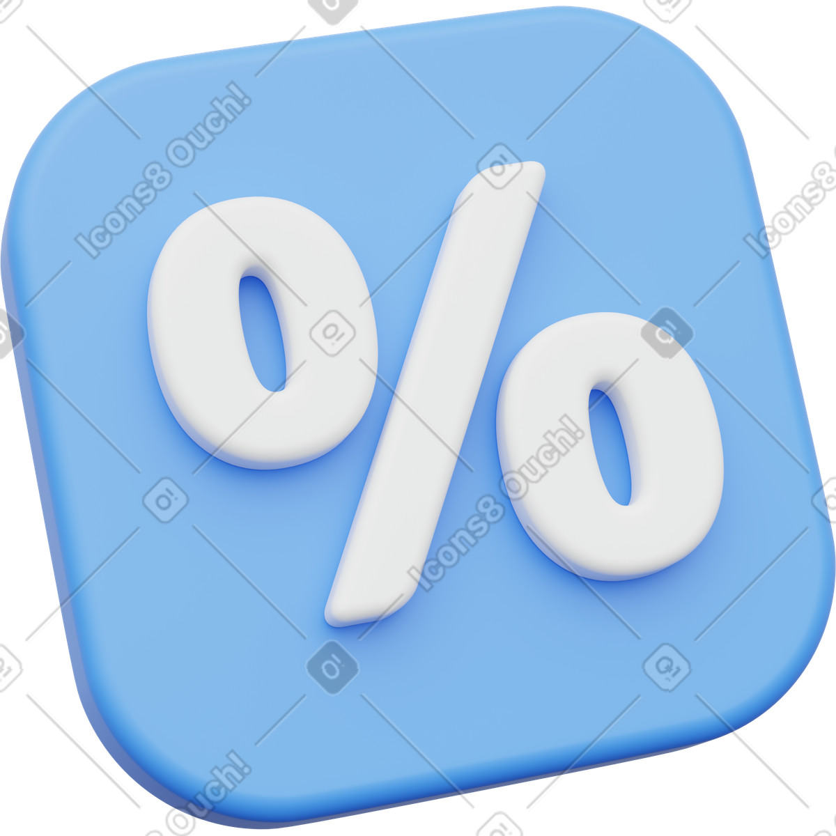 Illustration Symbole de pourcentage bleu, financier, badge vente et marketing, taux d'intérêt dans le style 3D Playful à télécharger aux formats PNG, SVG