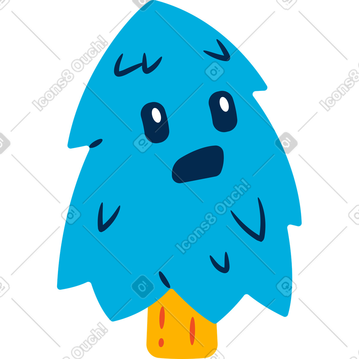 Surprised christmas tree illustration in Flame style download in PNG, SVG