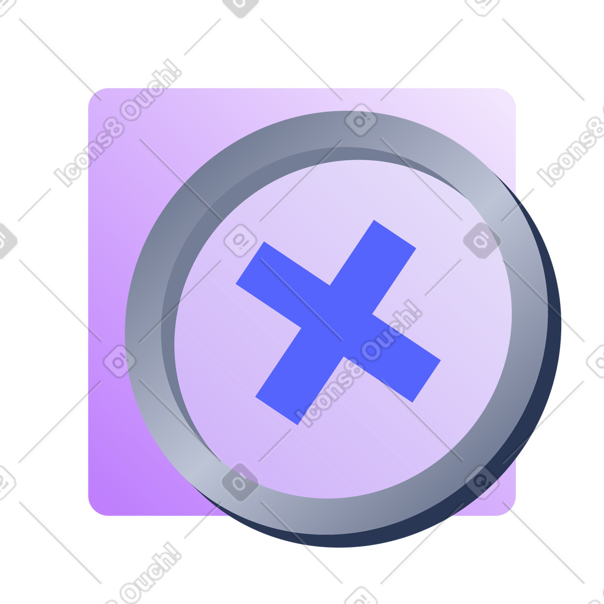 Cancel icon with circular border, stop or close function illustration in Lucent style download in PNG, SVG