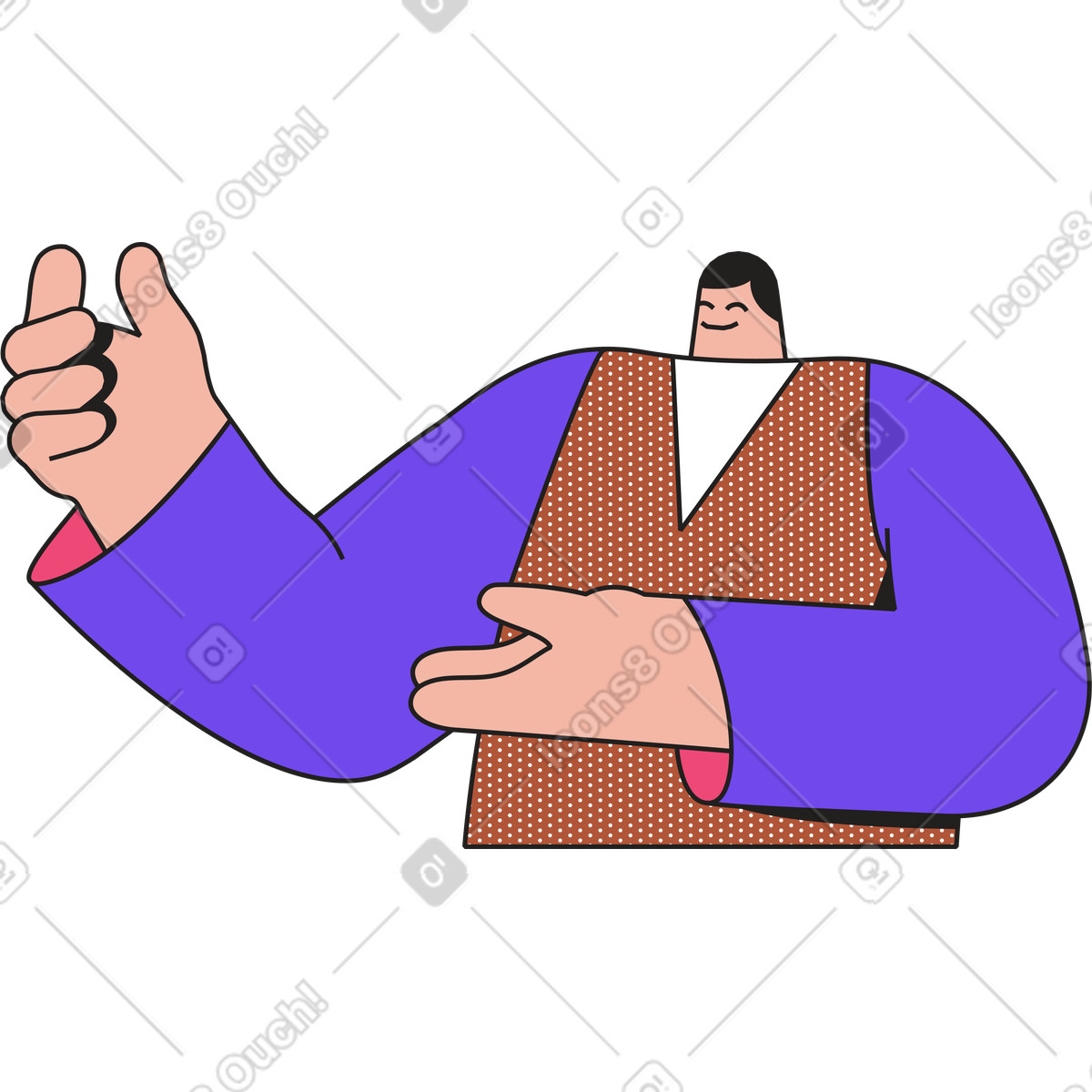 Mann mit erhobener hand-Illustration im Dazzle-Stil als Download in PNG, SVG