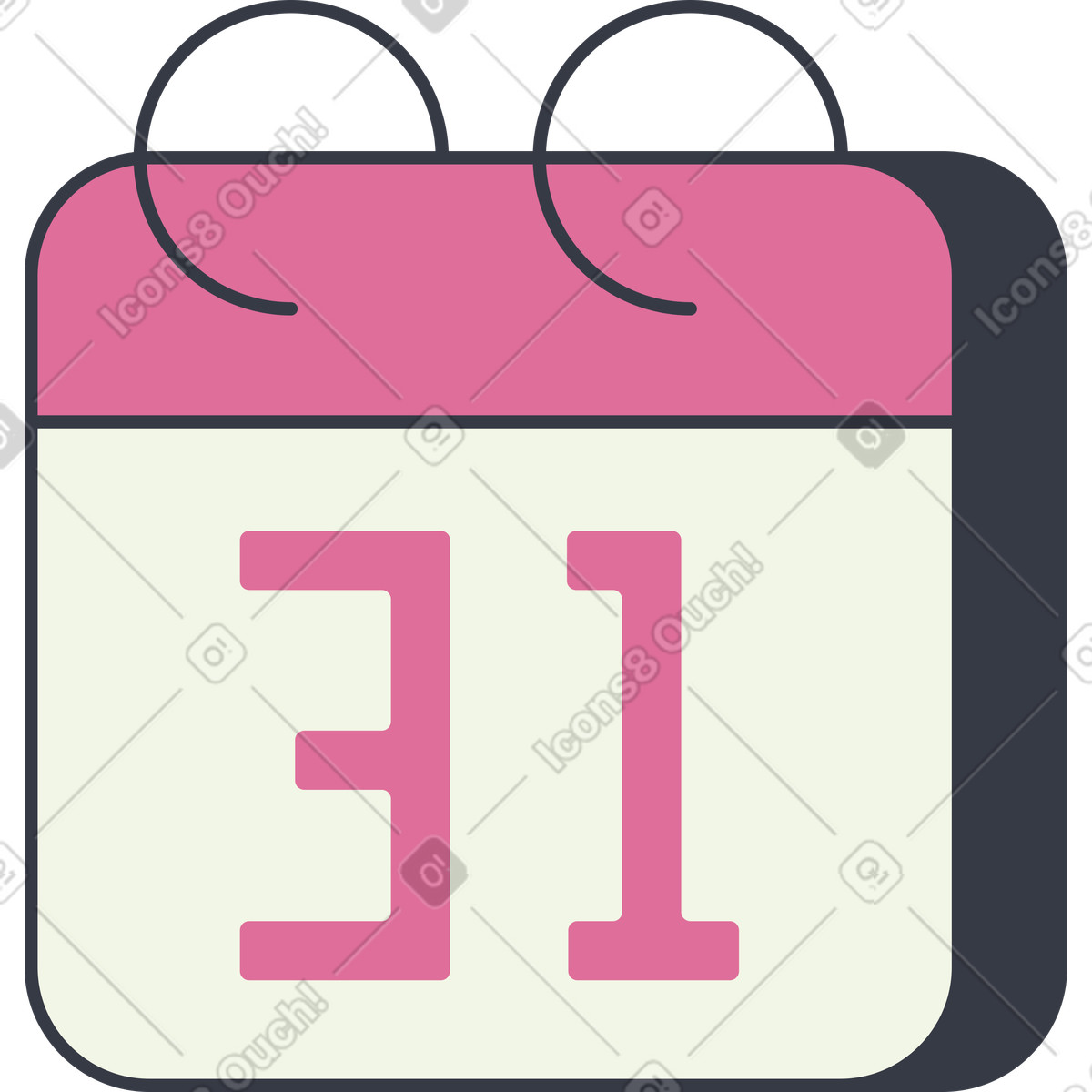 Wall calendar with pink top and ring binding illustration in Abstract style download in PNG, SVG