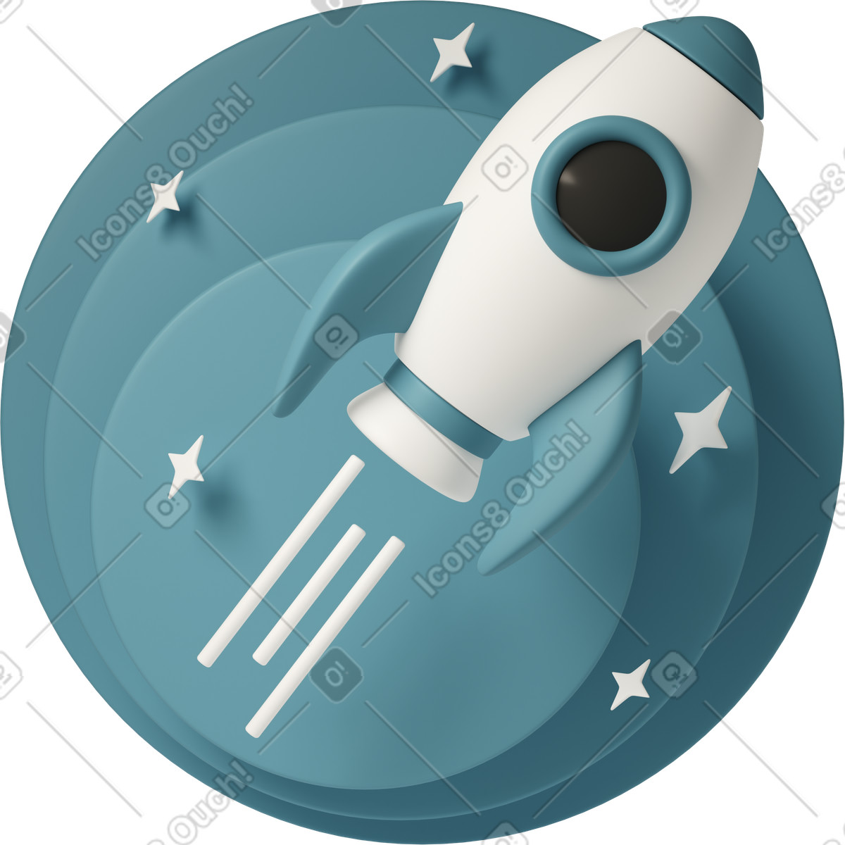 Rocket in flight on blue illustrazione stile 3D Casual life scarica PNG, SVG