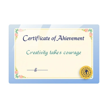 A digital illustration certificate adorned with an inspirational quote about creativity and art.