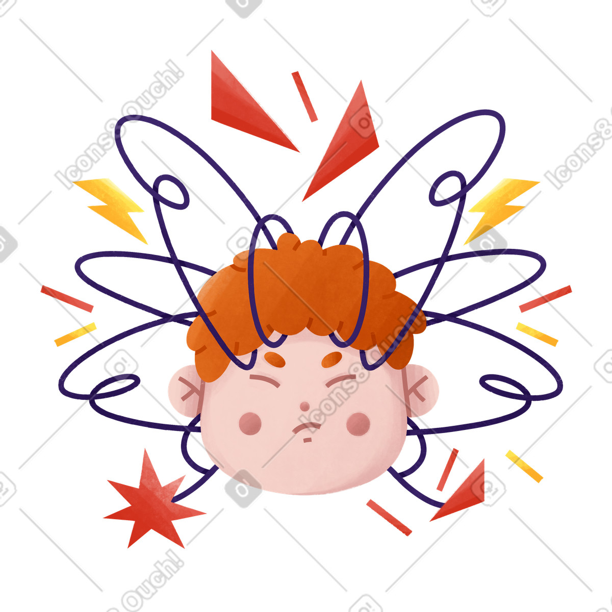 Ilustração de O homem está insatisfeito e sente raiva. em no estilo Bonbon para baixar em PNG, SVG