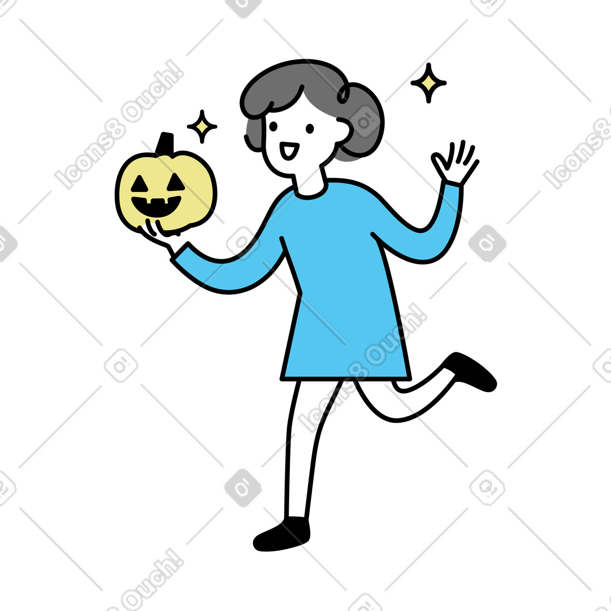 Ilustración Halloween celebration with jack o'lantern, Autumn holiday en estilo Mochi a descargar en PNG y SVG