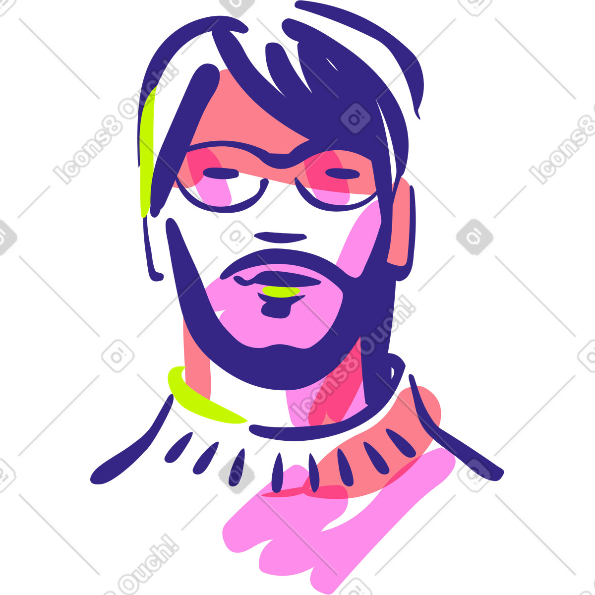 Männlicher benutzer-avatar-Illustration im Glam-Stil als Download in PNG, SVG