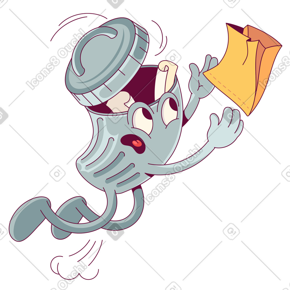 Illustration Sac en papier attrapant la poubelle dans le style Handy à télécharger aux formats PNG, SVG