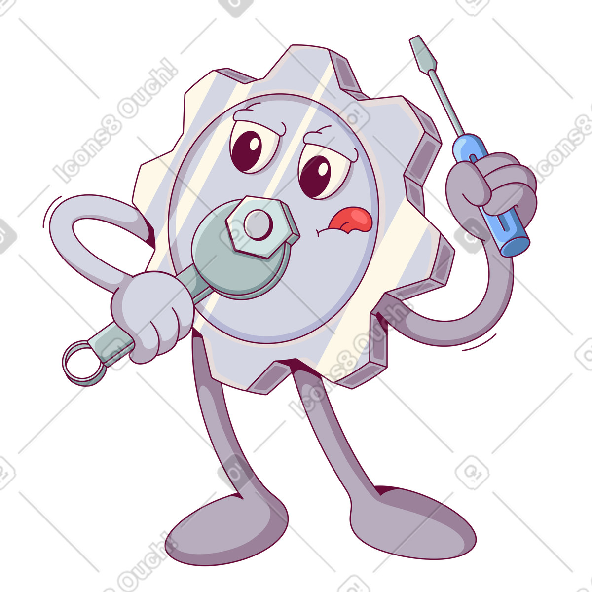 Ingranaggio con una chiave inglese e un cacciavite che si regola da solo illustration in PNG, SVG