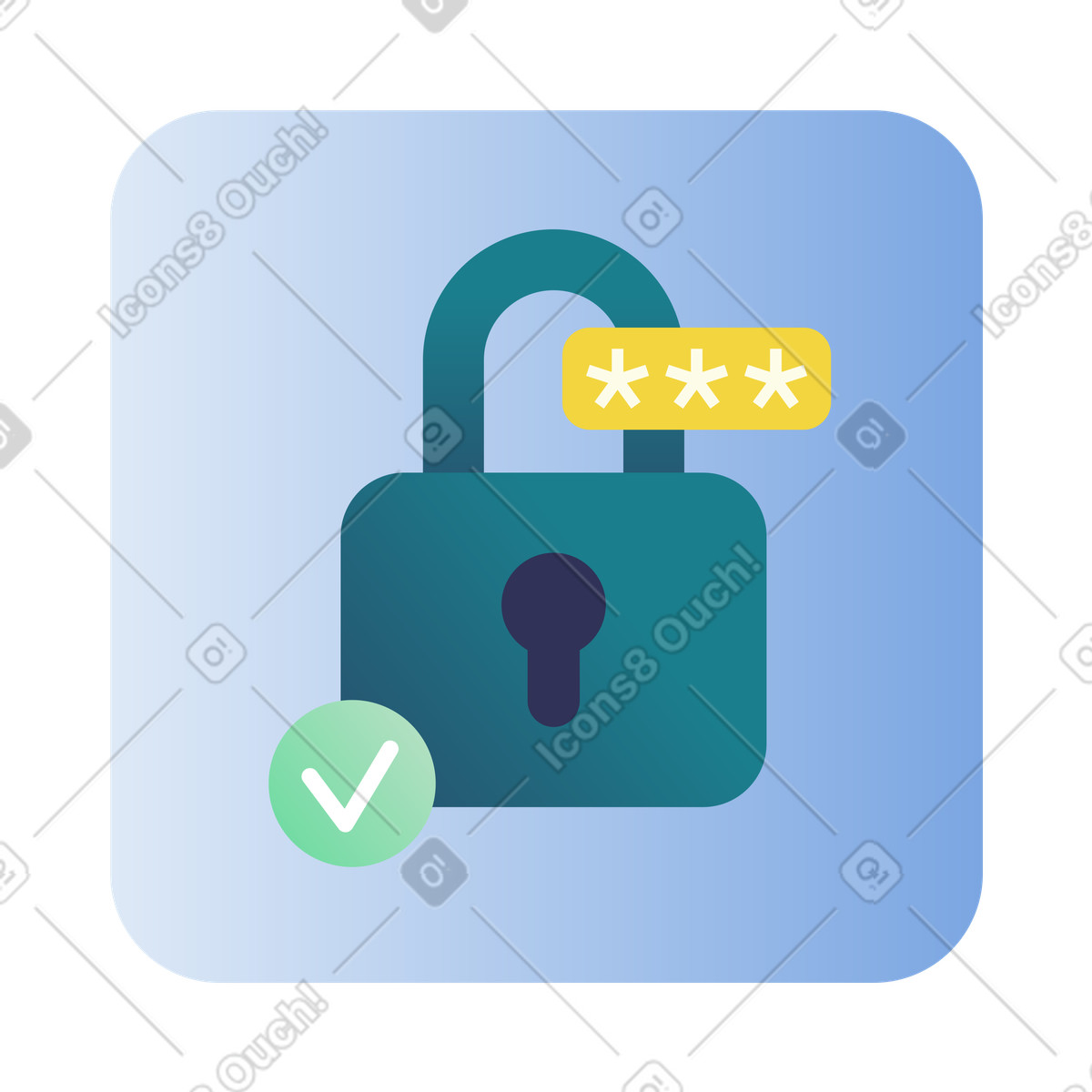 Padlock, password, pin code illustration in PNG, SVG