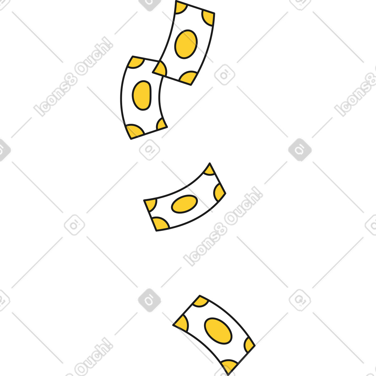 Flying banknotes illustration in Taxi style download in PNG, SVG