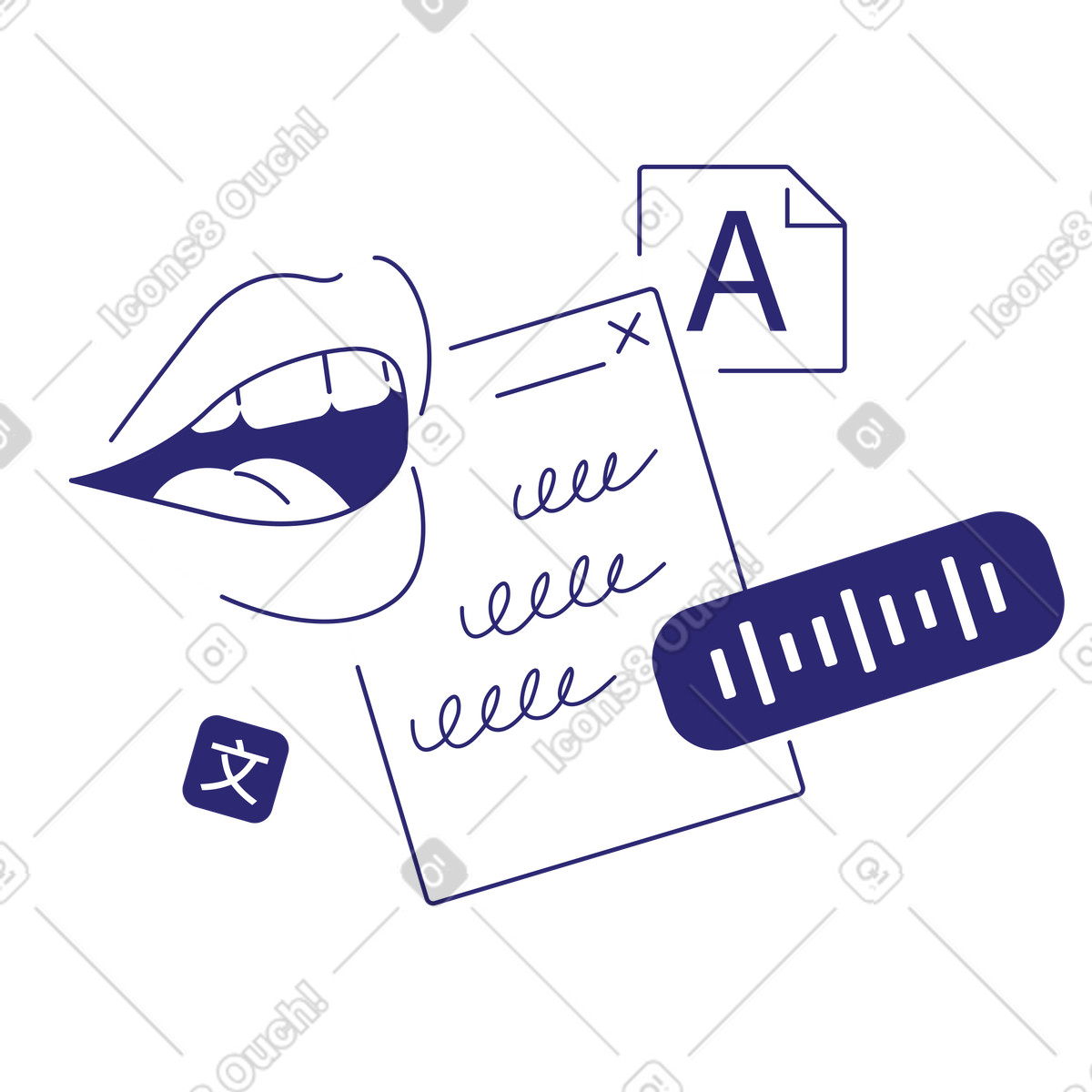 Practice speaking a foreign language illustration in Cut style download in PNG, SVG