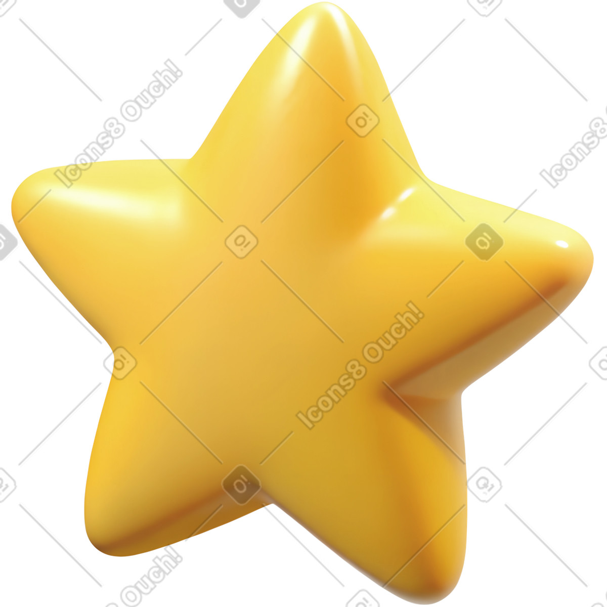 3D Cutie スタイルの プラスチックの黄色い星 のイラストをPNG、SVG形式でダウンロード