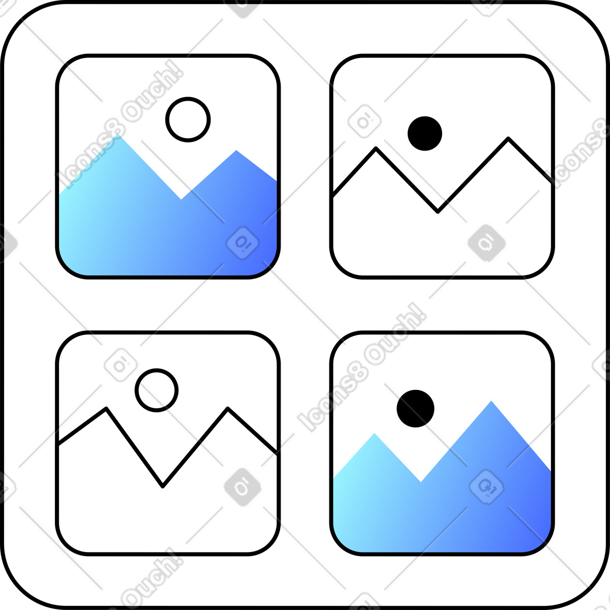 Creating images with generative ai illustration in Azure style download in PNG, SVG