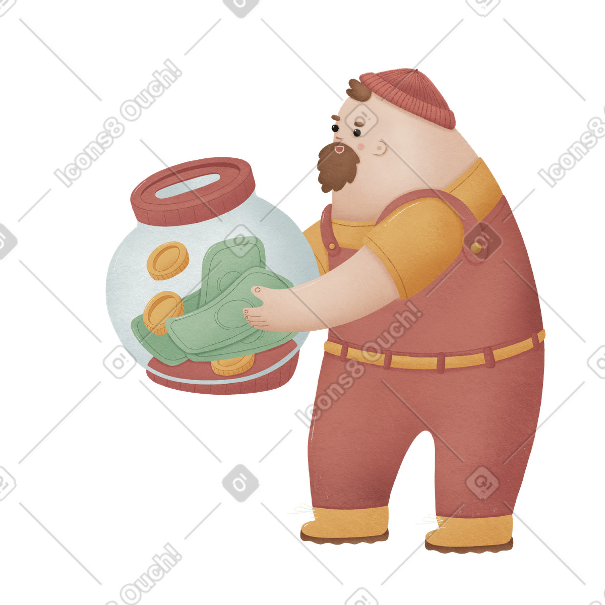 Ilustração de Homem com economia em no estilo Woolly para baixar em PNG, SVG