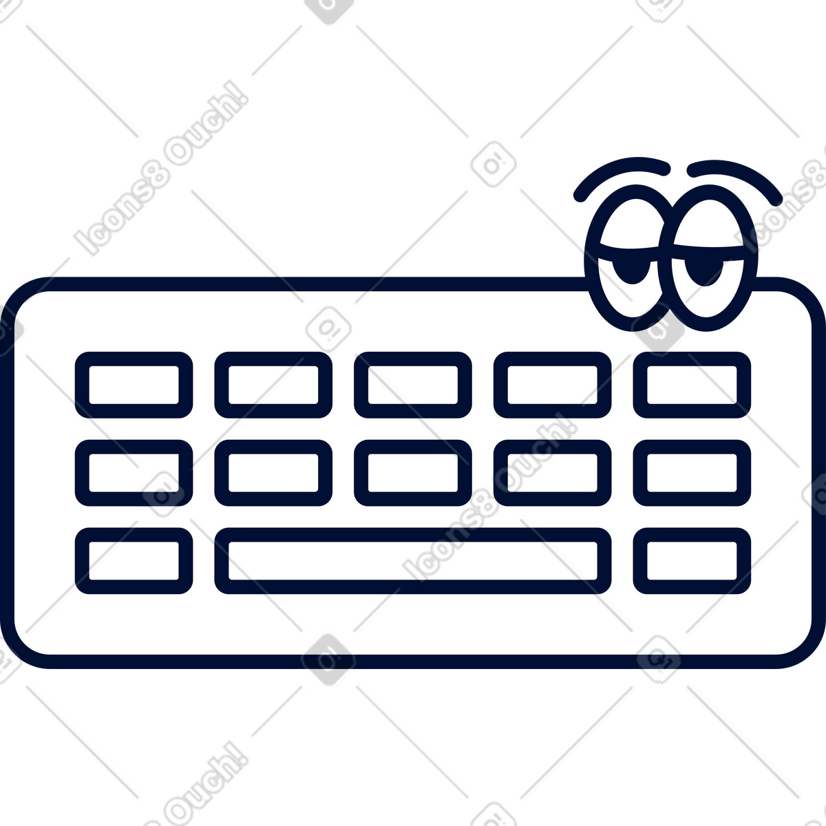 White keyboard with eyes illustration in Blink style download in PNG, SVG