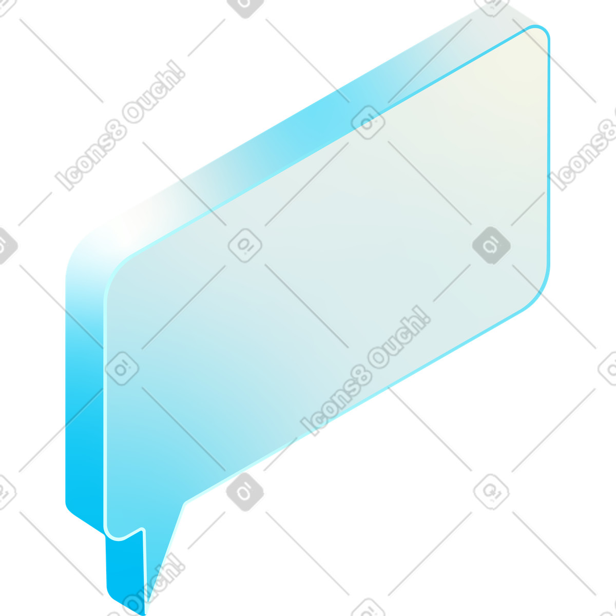 Isometric blue dialog box illustration in Glare style download in PNG, SVG