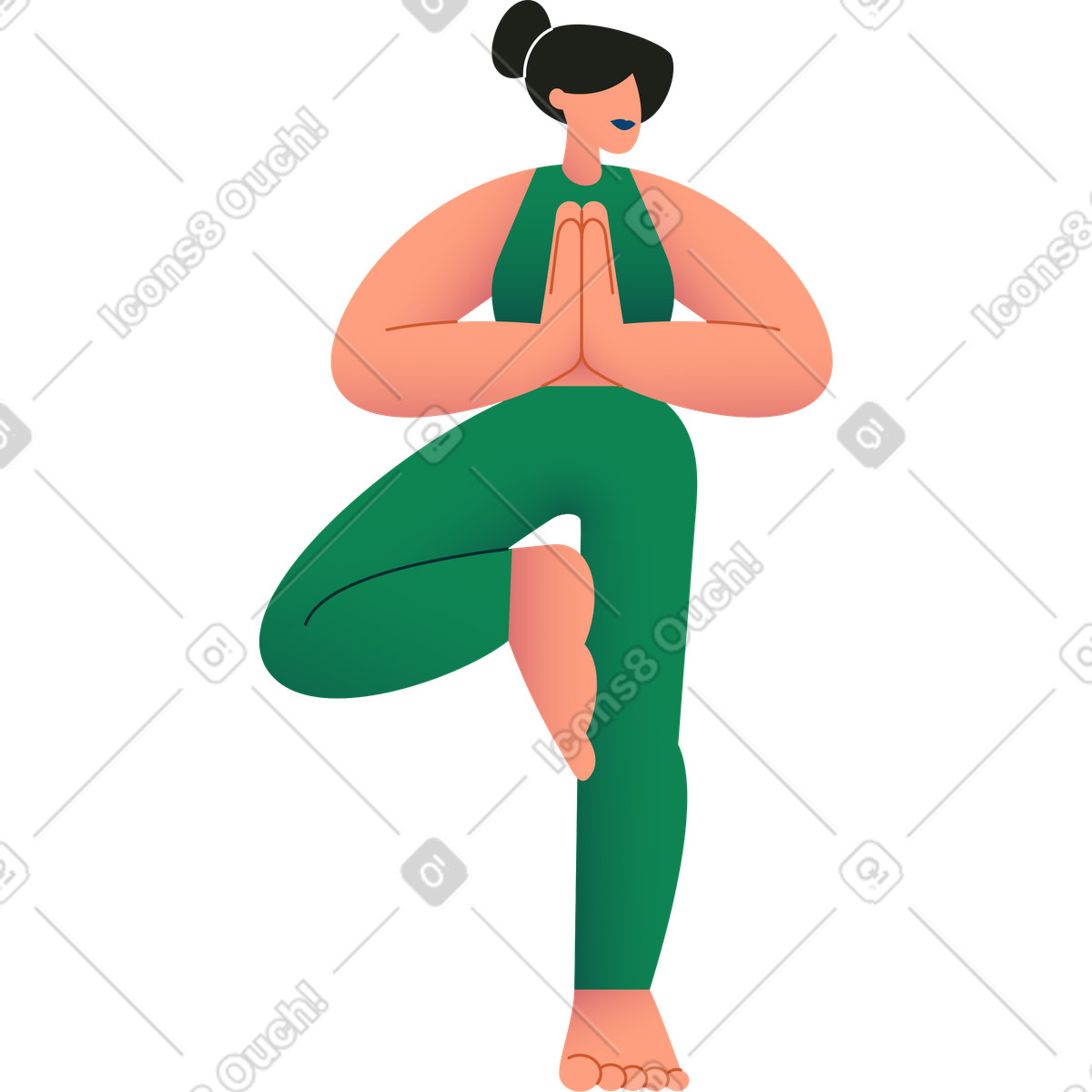 Woman standing in tree yoga pose illustration Colors style download PNG, SVG