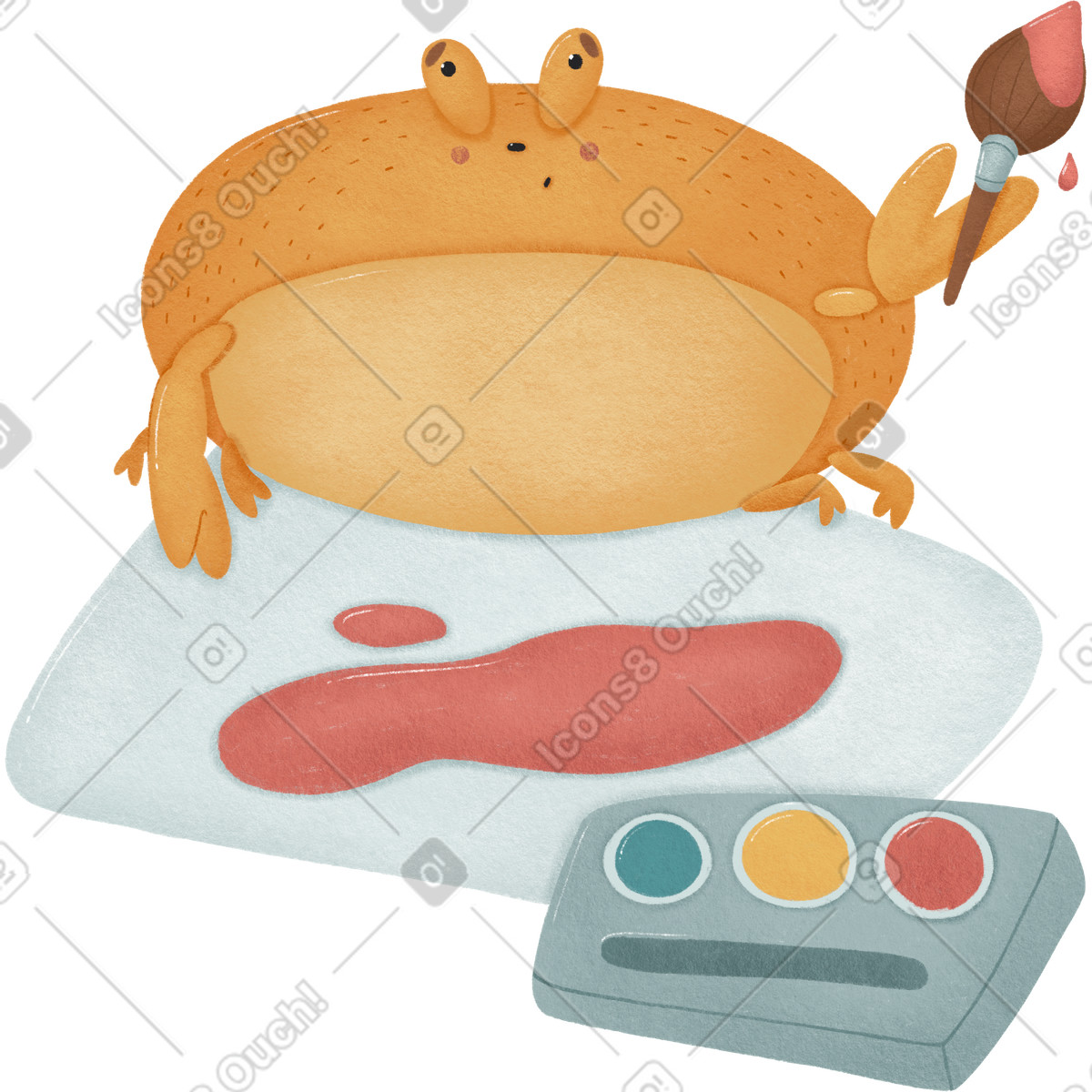 Woolly スタイルの カニが絵を描く のイラストをPNG、SVG形式でダウンロード