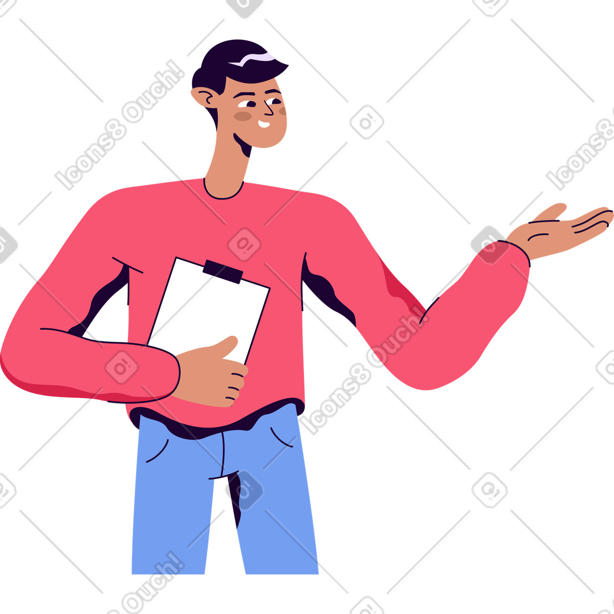 Uomo con cartella illustrazione in stile Martina scarica in PNG, SVG