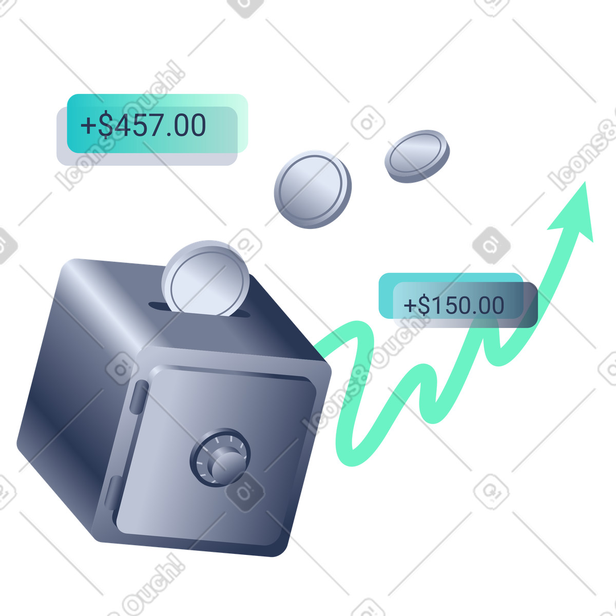 Geld im safe aufbewahren-Illustration Lucent-Stil als Download in PNG, SVG