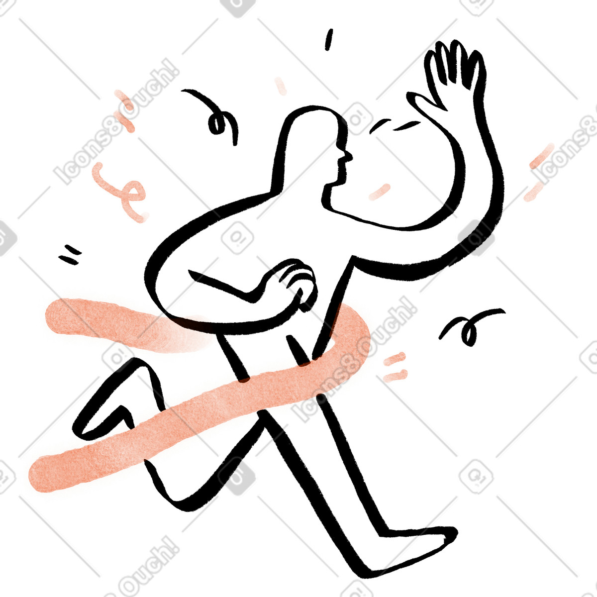 Project completion winning with runner crossing finish line illustration in Hand-drawn animation style download in PNG, SVG